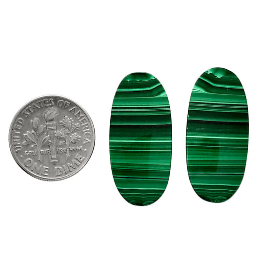 Malachite Eye Pair 13.1x27.8x3.5 mm Oval Shape Polished Gemstone LS65-04288