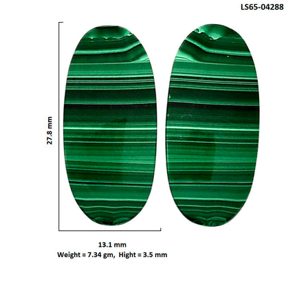 Malachite Eye Pair 13.1x27.8x3.5 mm Oval Shape Polished Gemstone LS65-04288