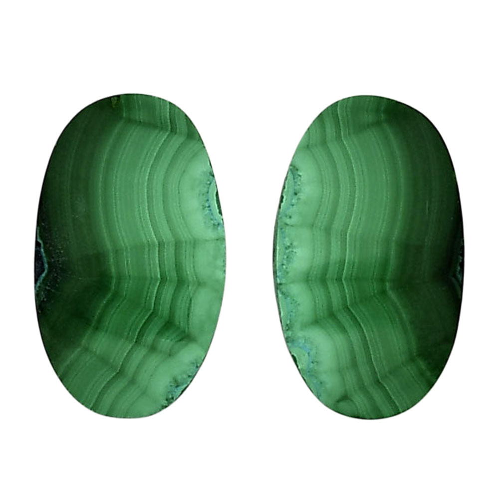 Malachite Eye Pair 14x23.7x4 mm Oval Shape Polished Gemstone LS65-04289