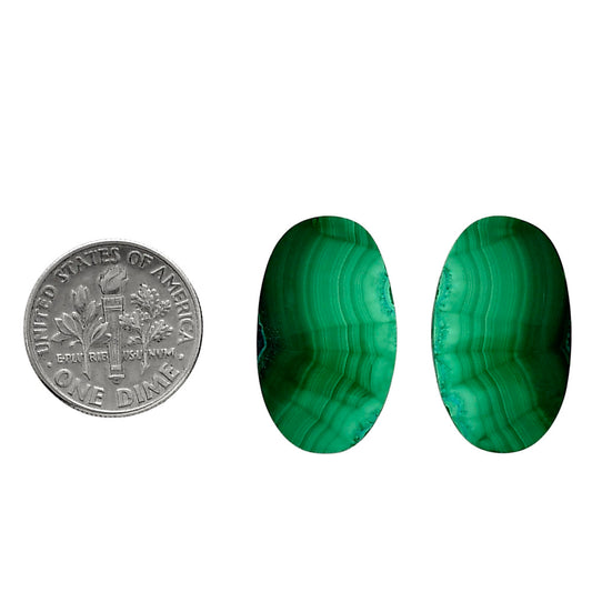Malachite Eye Pair 14x23.7x4 mm Oval Shape Polished Gemstone LS65-04289