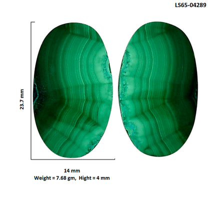 Malachite Eye Pair 14x23.7x4 mm Oval Shape Polished Gemstone LS65-04289