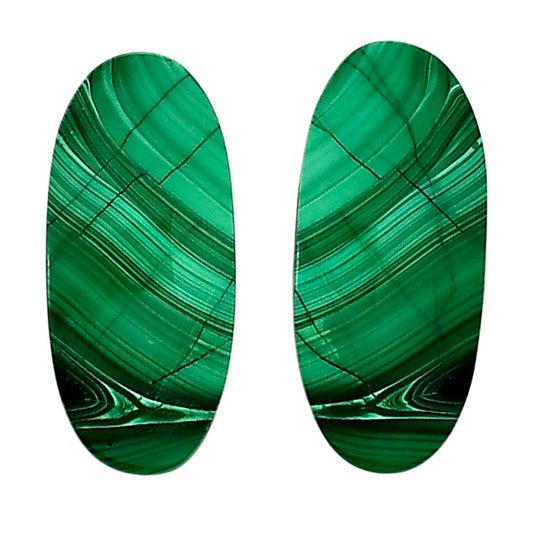 Malachite Eye Pair 11.9x26.3x4 mm Oval Shape Polished Gemstone LS65-04290