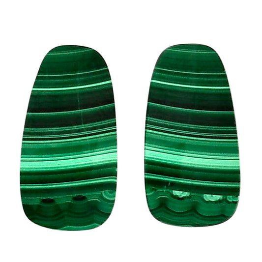 Malachite Eye Pair 12.8x24.15x3.5 mm Fancy Shape Polished Gemstone LS65-04292