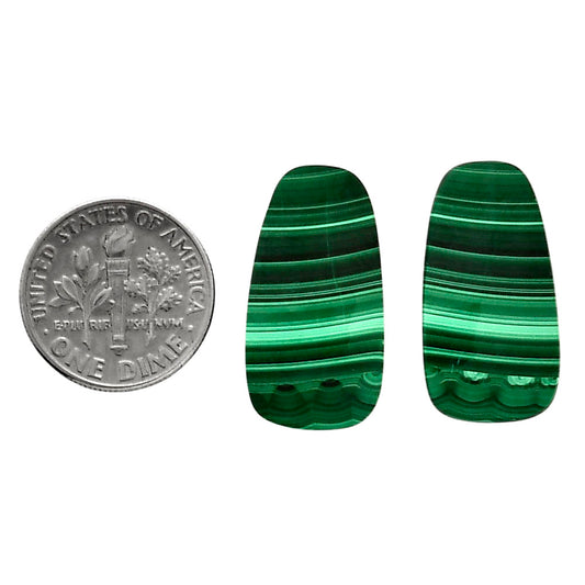 Malachite Eye Pair 12.8x24.15x3.5 mm Fancy Shape Polished Gemstone LS65-04292