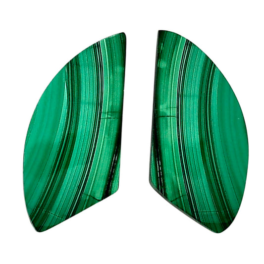 Malachite Eye Pair 13.15x29x4 mm Fancy Shape Polished Gemstone LS65-04293