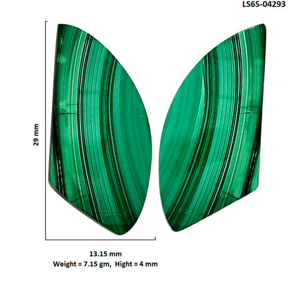 Malachite Eye Pair 13.15x29x4 mm Fancy Shape Polished Gemstone LS65-04293