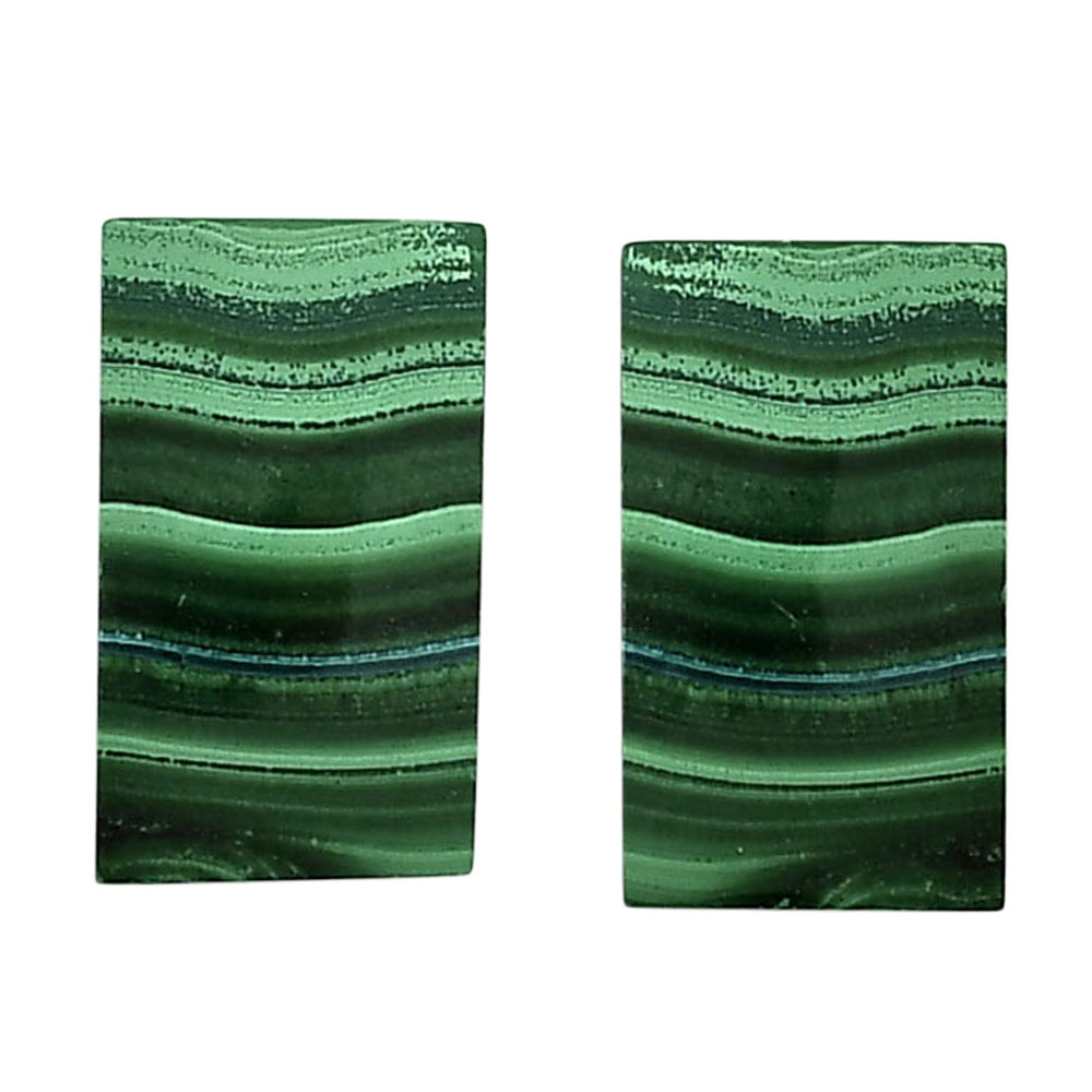 Malachite Eye Pair 12.6x21.6x3.5 mm Baguette Shape Polished Gemstone LS65-04294