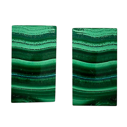 Malachite Eye Pair 12.6x21.6x3.5 mm Baguette Shape Polished Gemstone LS65-04294