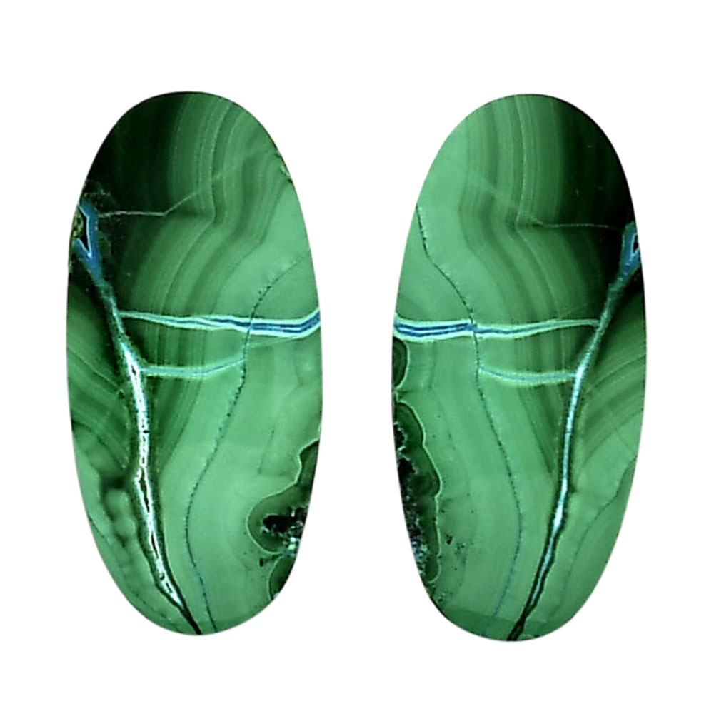 Malachite Eye Pair 13x27.3x3.5 mm Oval Shape Polished Gemstone LS65-04295