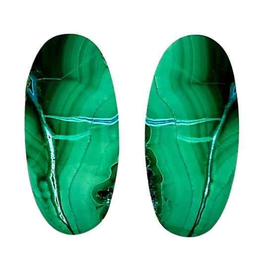 Malachite Eye Pair 13x27.3x3.5 mm Oval Shape Polished Gemstone LS65-04295