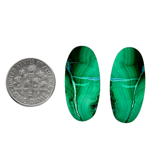 Malachite Eye Pair 13x27.3x3.5 mm Oval Shape Polished Gemstone LS65-04295