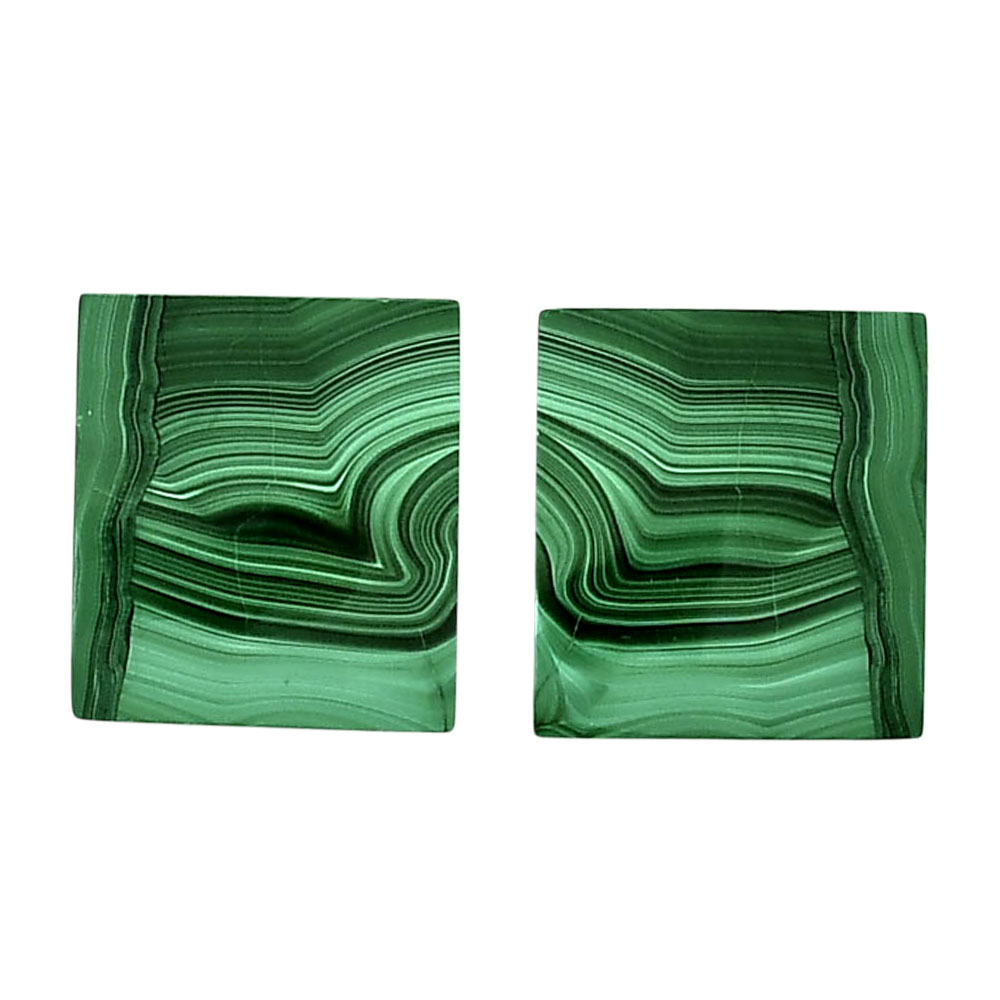 Malachite Eye Pair 17.7x19.6x4 mm Baguette Shape Polished Gemstone LS65-04296