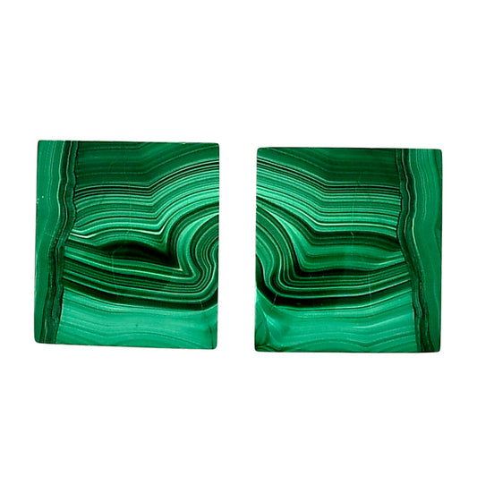 Malachite Eye Pair 17.7x19.6x4 mm Baguette Shape Polished Gemstone LS65-04296