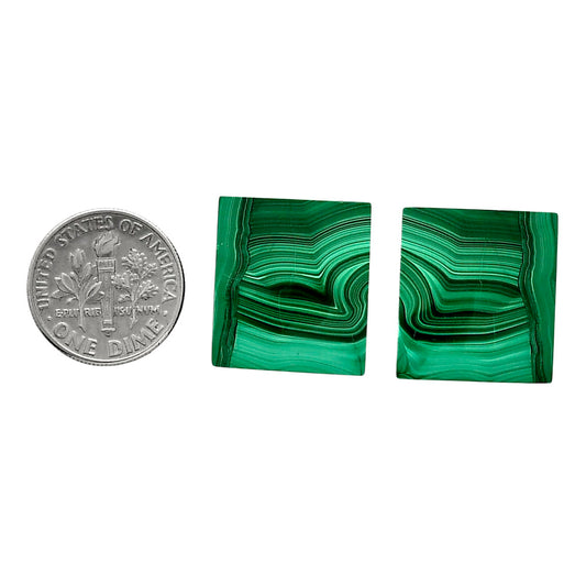 Malachite Eye Pair 17.7x19.6x4 mm Baguette Shape Polished Gemstone LS65-04296