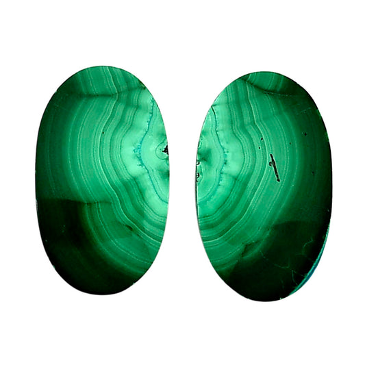 Malachite Eye Pair 15x25.2x4 mm Oval Shape Polished Gemstone LS65-04297