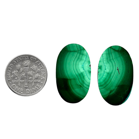 Malachite Eye Pair 15x25.2x4 mm Oval Shape Polished Gemstone LS65-04297