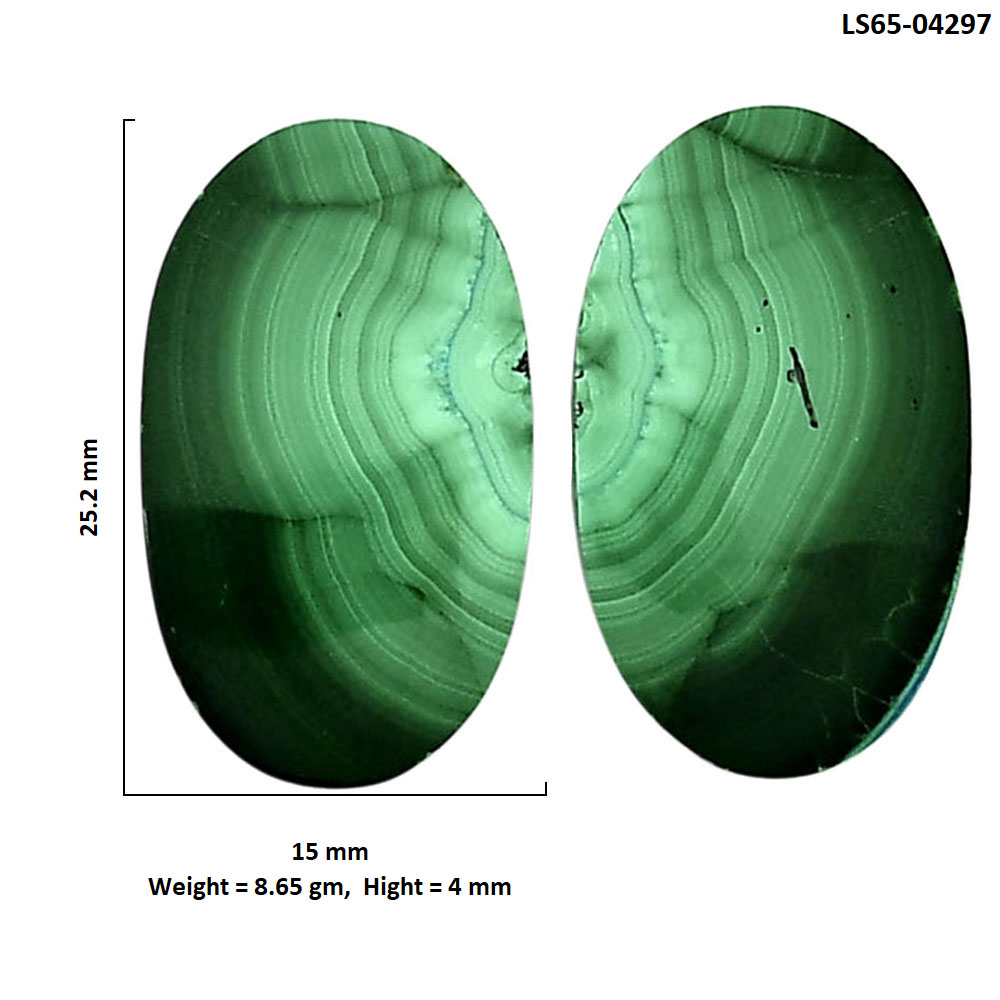 Malachite Eye Pair 15x25.2x4 mm Oval Shape Polished Gemstone LS65-04297