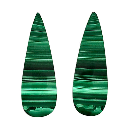 Malachite Eye Pair 10.5x31x3.5 mm Pear Shape Polished Gemstone LS65-04298