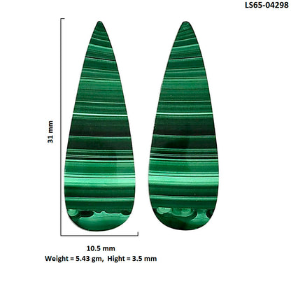 Malachite Eye Pair 10.5x31x3.5 mm Pear Shape Polished Gemstone LS65-04298