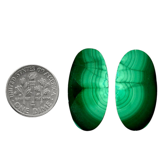 Malachite Eye Pair 14x27.5x3 mm Oval Shape Polished Gemstone LS65-04299