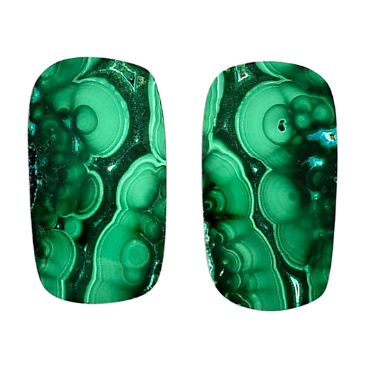 Malachite Eye Pair 13.8x24.7x3.5 mm Cushion Shape Polished Gemstone LS65-04300
