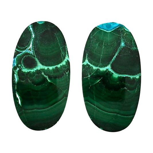 Malachite Eye Pair 14x25.8x3 mm Oval Shape Polished Gemstone LS65-04301