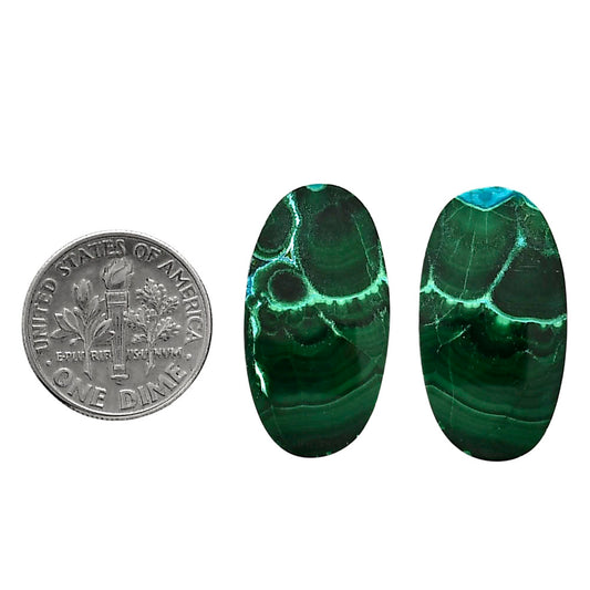 Malachite Eye Pair 14x25.8x3 mm Oval Shape Polished Gemstone LS65-04301