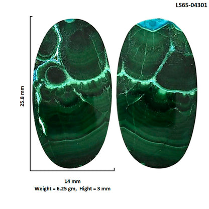 Malachite Eye Pair 14x25.8x3 mm Oval Shape Polished Gemstone LS65-04301