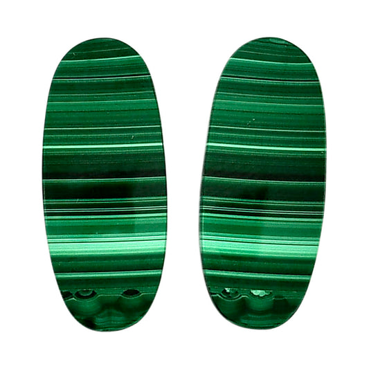 Malachite Eye Pair 13x30.1x3.5 mm Oval Shape Polished Gemstone LS65-04302