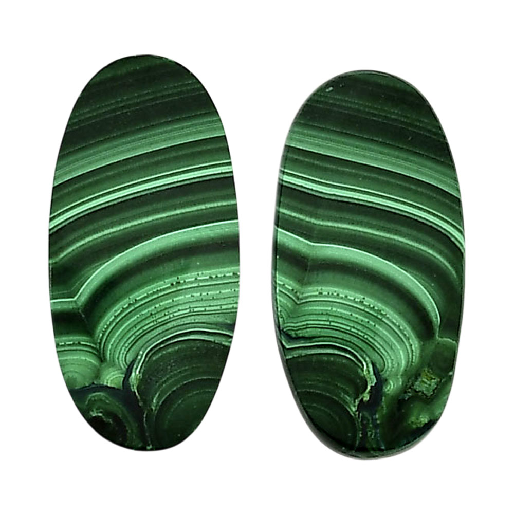 Malachite Eye Pair 13.5x27.2x3.5 mm Oval Shape Polished Gemstone LS65-04303