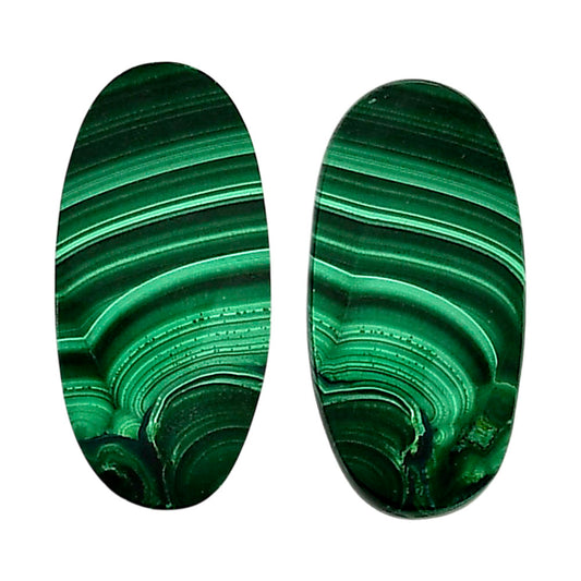 Malachite Eye Pair 13.5x27.2x3.5 mm Oval Shape Polished Gemstone LS65-04303