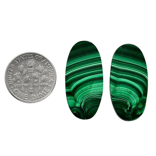 Malachite Eye Pair 13.5x27.2x3.5 mm Oval Shape Polished Gemstone LS65-04303