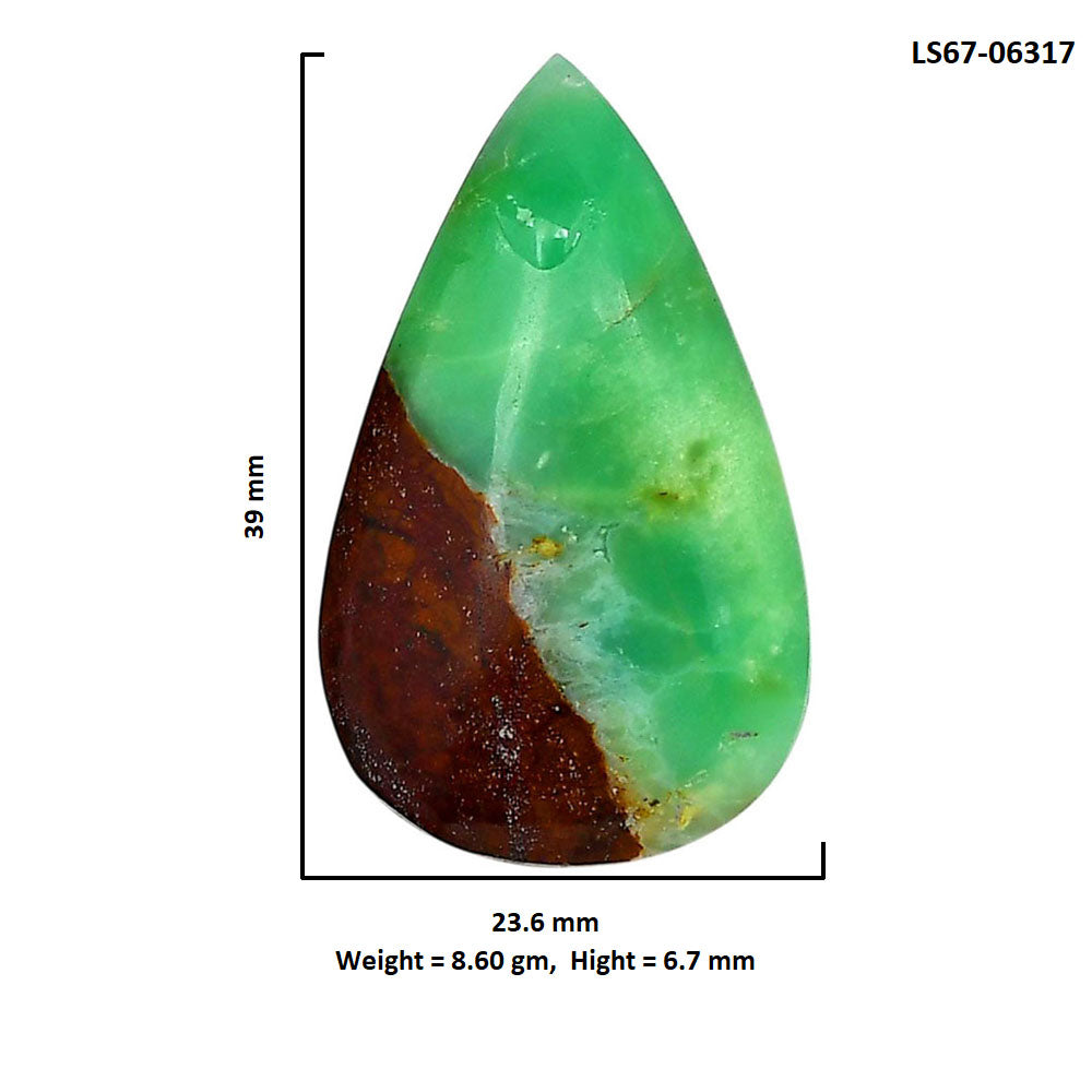 Boulder Chrysoprase 23.6x39x6.7 mm Pear Shape Polished Gemstone LS67-06317