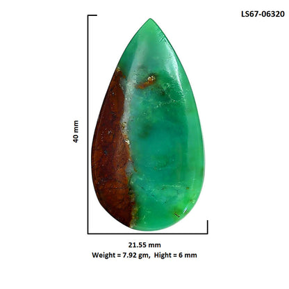 Boulder Chrysoprase 21.55x40x6 mm Pear Shape Polished Gemstone LS67-06320