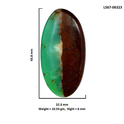 Boulder Chrysoprase 22.3x43.8x6 mm Oval Shape Polished Gemstone LS67-06323