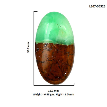 Boulder Chrysoprase 18.2x33.7x6.5 mm Oval Shape Polished Gemstone LS67-06325