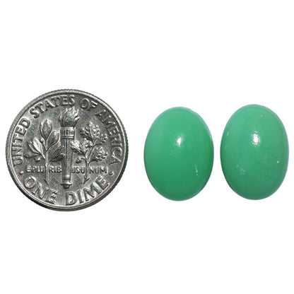 Chrysoprase Pair 10x14x5.5 mm Oval Shape Polished Gemstone LS67-07325