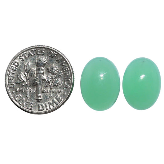 Chrysoprase Pair 10x14x5 mm Oval Shape Polished Gemstone LS67-07326