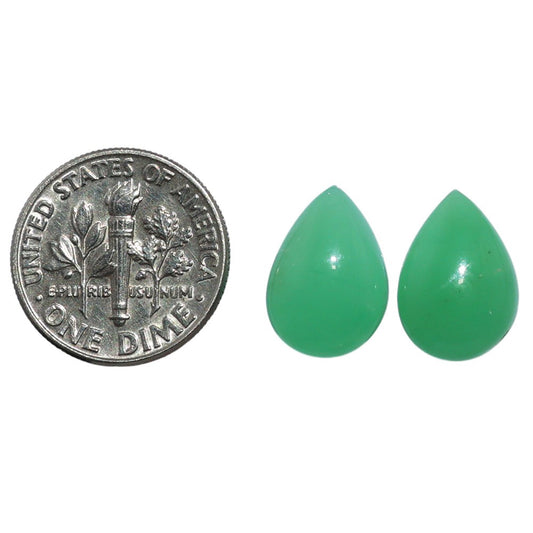 Chrysoprase Pair 10x14x4.5 mm Pear Shape Polished Gemstone LS67-07327
