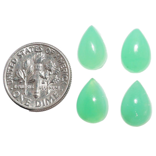 Chrysoprase 4 Pc 8x12x4.5 mm Pear Shape Polished Gemstone LS67-07334