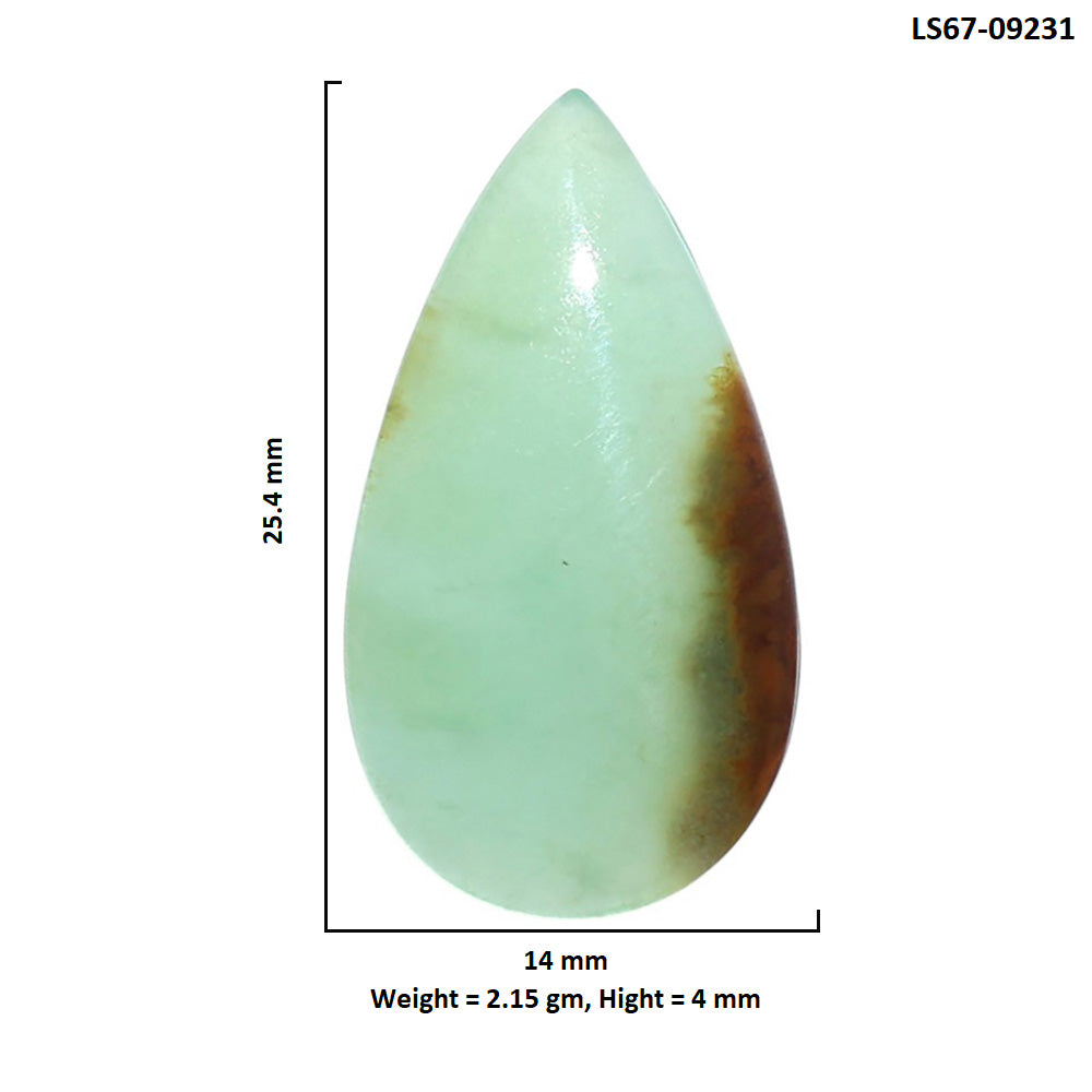 Natural Boulder Chrysoprase 14x25.4x4 mm Pear Shape Polished Gemstone LS67-09231