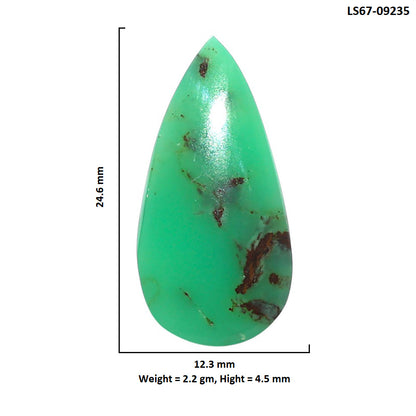 Natural Boulder Chrysoprase 12.3x24.6x4.5 mm Pear Shape Polished Gemstone LS67-09235