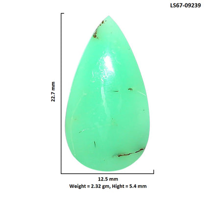 Natural Boulder Chrysoprase 12.5x22.7x5.4 mm Pear Shape Polished Gemstone LS67-09239