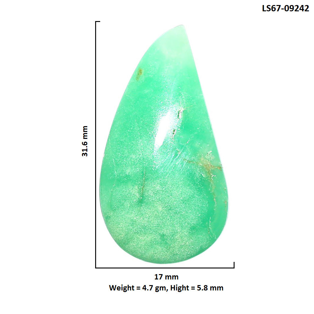 Natural Boulder Chrysoprase 17x31.6x5.8 mm Pear Shape Polished Gemstone LS67-09242