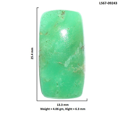 Natural Boulder Chrysoprase 13.3x25.4x6.3 mm Cushion Shape Polished Gemstone LS67-09243