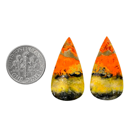 Indonesian Bumble Bee Pair 15.1x28.75x4 mm Pear Shape Polished Gemstone LS69-04097