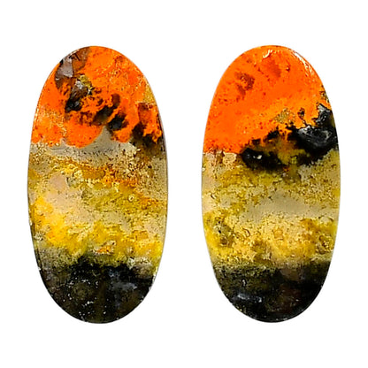 Indonesian Bumble Bee Pair 13.4x26.3x4 mm Oval Shape Polished Gemstone LS69-04105