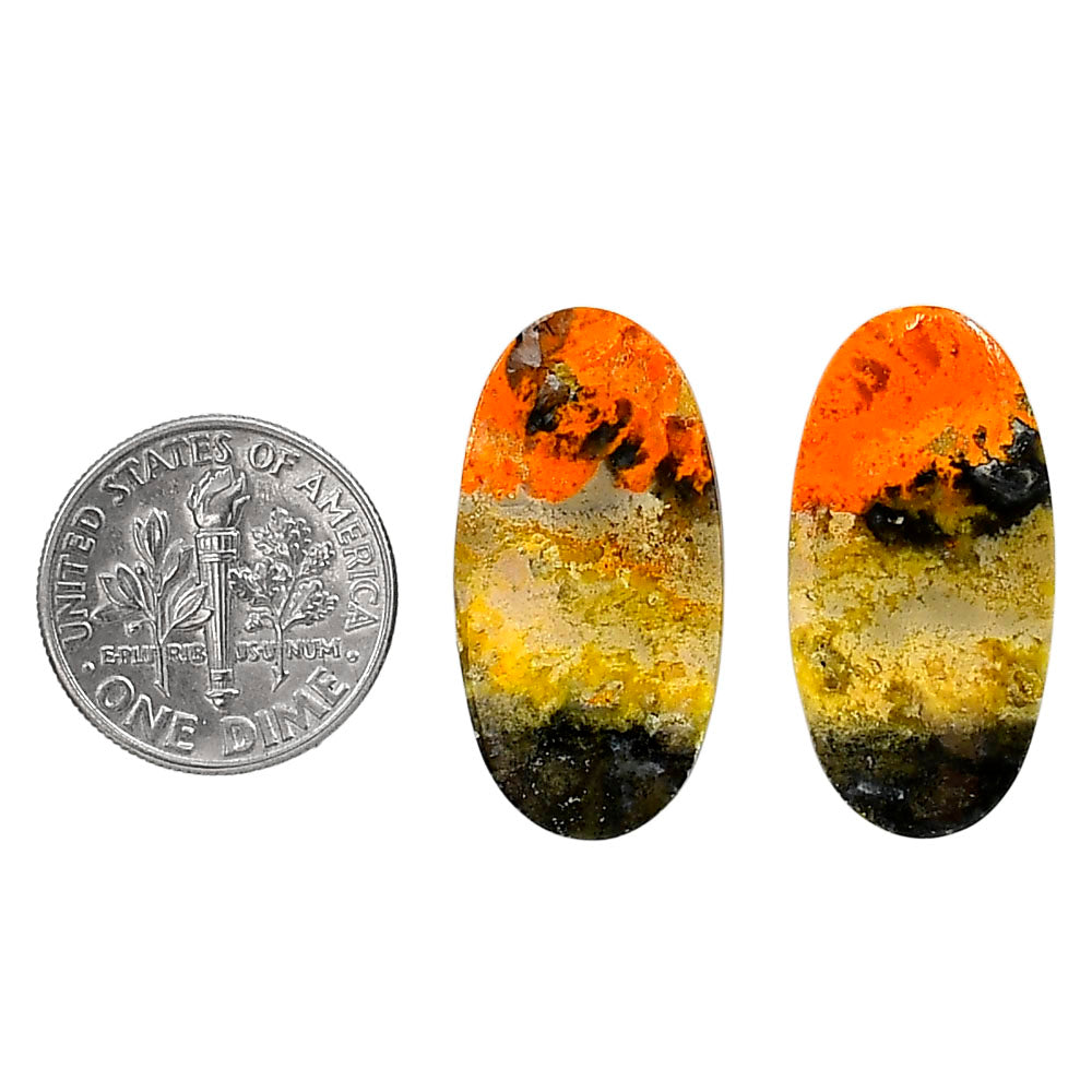 Indonesian Bumble Bee Pair 13.4x26.3x4 mm Oval Shape Polished Gemstone LS69-04105