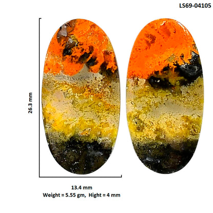 Indonesian Bumble Bee Pair 13.4x26.3x4 mm Oval Shape Polished Gemstone LS69-04105