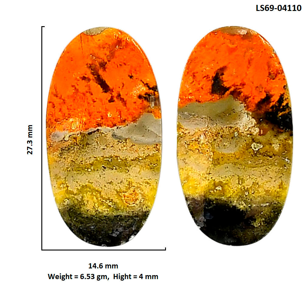 Indonesian Bumble Bee Pair 14.6x27.3x4 mm Oval Shape Polished Gemstone LS69-04110